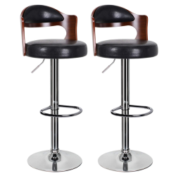 Bar Stools Kitchen Cafe Swivel Chairs Set Of 2- Black Brown Colours