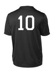 Performance Soccer Training Jersey With Player Number On Back - Size Adult S - Color Black