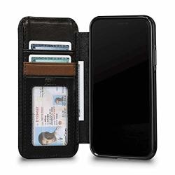 Sena Deen Wallet Book Leather Cell Phone Case For Iphone XS Max - Wireless Charging Compatible Black