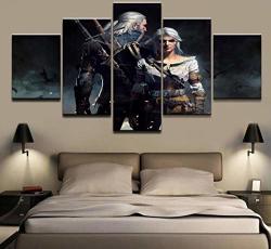 Hnfssk Canvas Painting Canvas HD Printed Pictures Wall Artwork 5 Pieces The Witcher 3 Painting Home Decoration Modular Poster For Living Room-frameless