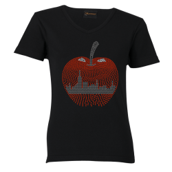 Big Apple Rhinestone Shirt - Black
