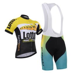 Lotto Blue & Yellow Short Sleeve Cycling Shirt And Bib Short Cycling Team Kit