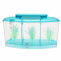 Meet&sunshine MINI Fish Tank Aquarium Starter Kits With LED Colorful Light Fish Aquarium Tank Divider Filter Water Goldfish Bowl Desktop Decor Blue