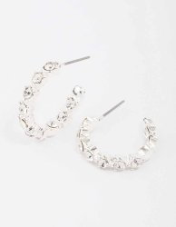 Silver Statement Diamante Hoop Earrings