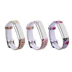 I-smile 3PCS Newest Replacement Wristband With Secure Clasps For Fitbit Alta Only No Tracker Replacement Bands Only Tatoo Flowers&colorfull Flowers&cute Owles