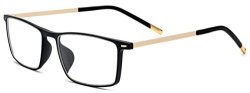 Hepidem Men Titanium Alloy TR90 Square Optical Prescription Glasses Frame Eyewear 523 Black Gold
