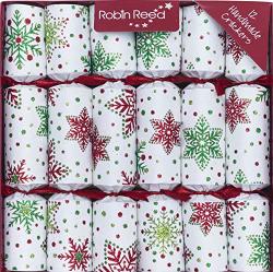 Robin Reed 12 X 10 Handmade Traditional English Festive Crackers Lime Red Glitter Snowflakes