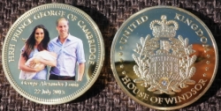 Royal Baby Gold Clad Steel Coin Prince George William Kate