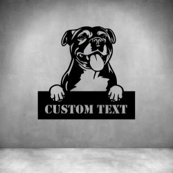 Staffordshire Bull Terrier With Custom Text - 600MM Matt Silver