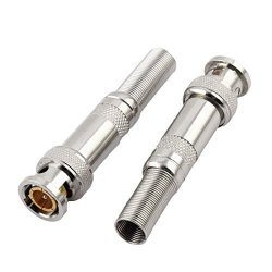 Dealmux Video Bnc Male Adapter Tv Rf Coaxial Cable Spring Connector 58MM Long 2PCS Silver Tone