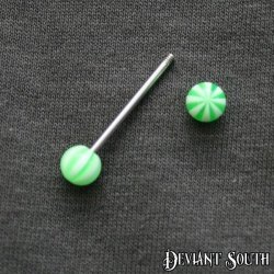 Tongue Straight Barbell Green & White