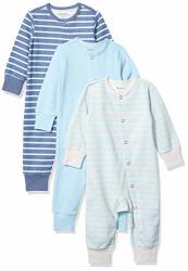 Hanes Ultimate Baby Flexy 3 Pack Sleep And Play Suits Grey blue Stripe 6-12 Months