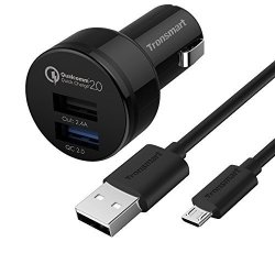 Dual USB QC2 18W Car Charger Kit Works With Lenovo P2 + Turbo Speed Microusb Cable Ul Certified