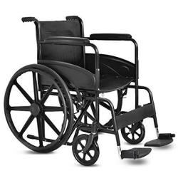 Giantex 24" Foldable Medical Wheelchair Manual Large 23 Durable Rubber Wheel Smart Brakes 8 Casters Pockets Footrest Fda Approved Flip Back Wide Padded Seat