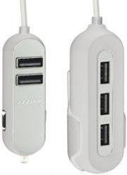 WHIZZY 5 Port USB Family Car Charger- Charges Up To 5 Devices Simultaneously 2 X USB Ports For Front Of Car 3 X USB
