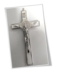 10.5CM St Benedict Crucifix - White Inlay
