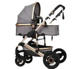 Belecoo Baby Stroller 2 In 1 Foldable Pram - Grey With A Keyholder
