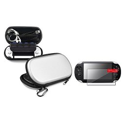 Insten Silver Eva Case + Clear Reusable Screen Protector Compatible With Sony Playstation Vita