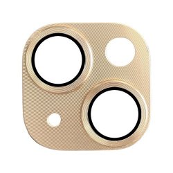Full Metal Ring Glass Camera Lens Protector For Iphone 14 14 Plus - Gold