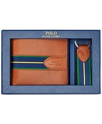 Polo Ralph Lauren Men's 2-PC. Gift Set Key Fob And Wallet Tan Leather One Size