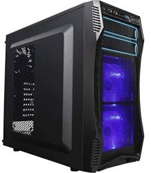 Rosewill Atx Mid Tower Gaming Computer Case Gaming Case With Blue LED For Desktop pc And 3 Case Fans Pre-installed Front I o Access Ports Challenger