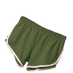FarJing Hot Women Summer New Sports Shorts Waistband Skinny Yoga Short Gym Workout Pants Size:s Army Green