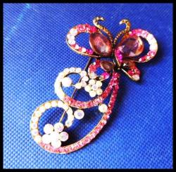 Encusted Butterfly Broach Pink