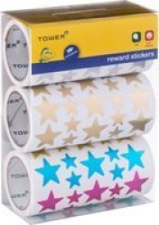 Large & Medium Star Sticker Variety Bulk Pack - Mixed Metallic 3225 Stickers - 3 Rolls