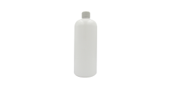 1L White Pet Round Bottle - Various Tops