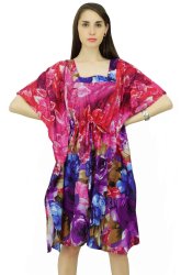 Phagun Womens Cotton Floral Pettern Multicolor Bohemian Short Night Wear Maxi PKFS4A