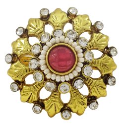 Ethnic Gold Tone Cz Stone Indian Women Wedding Party Adjustable Ring Jewelry IMOJ-KR4A