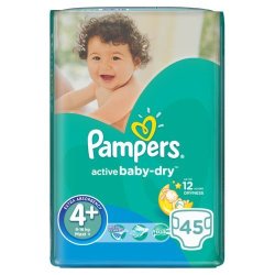 Pampers Active Baby-Dry 45 Nappies Size 4+