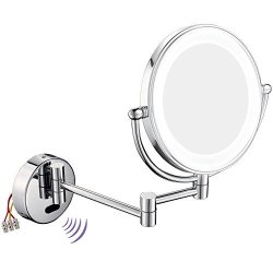 Gurun Sensor 8 Inch Led Lighted Wall Mounted Makeup Mirror With 7x Magnification Chrome Finish M...