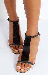Ladies Strappy Heel Sandals - Black - Black UK 5