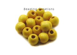 Wooden Beads - Natural - Bright Yellow - Round - 10MM - 20 Pcs