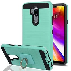 LG G7 Phone Case LG G7 Thinq Cases With Phone Stand Ymhxcy Metal Brushed Texture Hybrid Dual Layer Full-body Shockproof Protective Cover Shell For