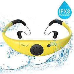 Tayogo Waterproof MP3 Player 8GB Swimming Bluetooth Headset Underwater 10FEET With Fm App Flash Drive For Swimming Running Riding Walking Spa And Other Water
