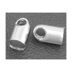 10 Cord Ends Brass Silver Color About 2MM Inner Diameter 2.8MM Outer Diameter 5.2MM Long