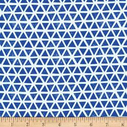 Cloud 9 Organic Interlock Knit Triangles Blue Fabric By The Yard