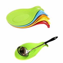 Secologo Silicone Insulation Spoon Rest Heat Resistant Placemat Drink Glass Coaster Tray Spoon Pad Eat Mat Pot Holder Kitchen Accessories 5 Pcs