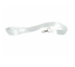 Neck Lanyard With Metal Clip White