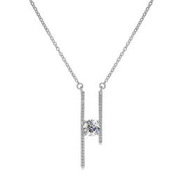 Cel Sta 925 Sterling Silver 1.00CT Moissanite Leia Drop Necklace