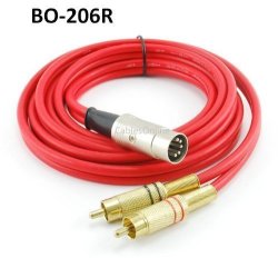 Cablesonline 6FT 5-PIN Din Male To 2-RCA Male Professional Audio Cable For Bang & Olufsen Naim Quad...stereo Systems Red BO-206R