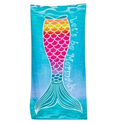 Printed Velour Beach Towel Mermaid
