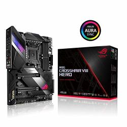 Asus Rog Crosshair Viii Hero X570 Atx Motherboard With Pcie 4.0 Integrated 2.5 Gbps Lan USB 3.2 Sata M.2 Node And Aura Sync Rgb Lighting