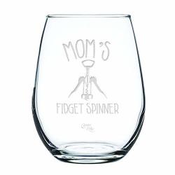 Engraved Stemless White Wine Glass - Mom's Fidget Spinner