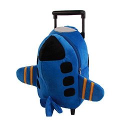 Yub Children School Bags With Wheels Backpack In Kindergarten Trolley Bag Toy Airplane Blue