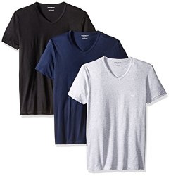 Emporio Armani Men's Underwear Emporio Armani Men's Cotton V-neck T-Shirt 3-PACK Grey navy black Small