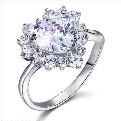 2.5 Carat Heart Cut Created Diamond 925 Sterling Silver Wedding Promise Engagement Ring