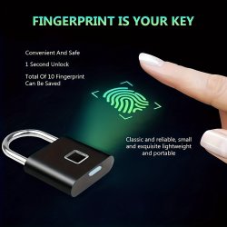 1PC MINI Smart Fingerprint Padlock Small Portable Metal Security Antitheft Lock Keyless USB Rechargeable Battery Suitcase Luggage Backbag Door Lock